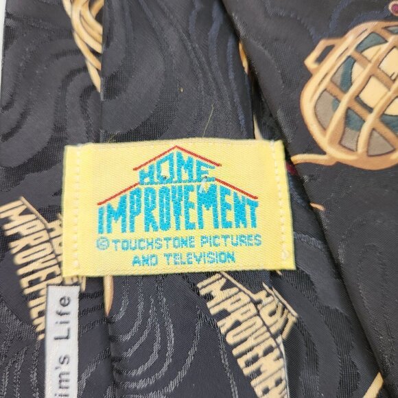 Tim Allen Home Improvement Men's Necktie Polyester Black & Gold 56" x 4" Vintage - Picture 7 of 9